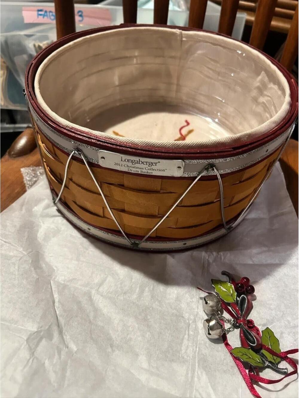 Longaberger Drum Basket set large Christmas